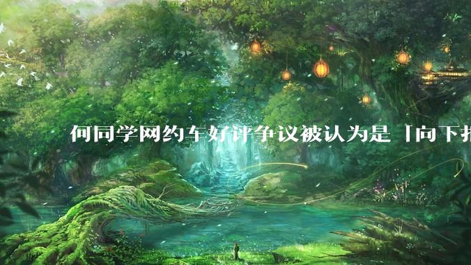 何同学网约车好评争议被认为是「向下拒绝」，是这样吗？这个***争议的本质是什么？